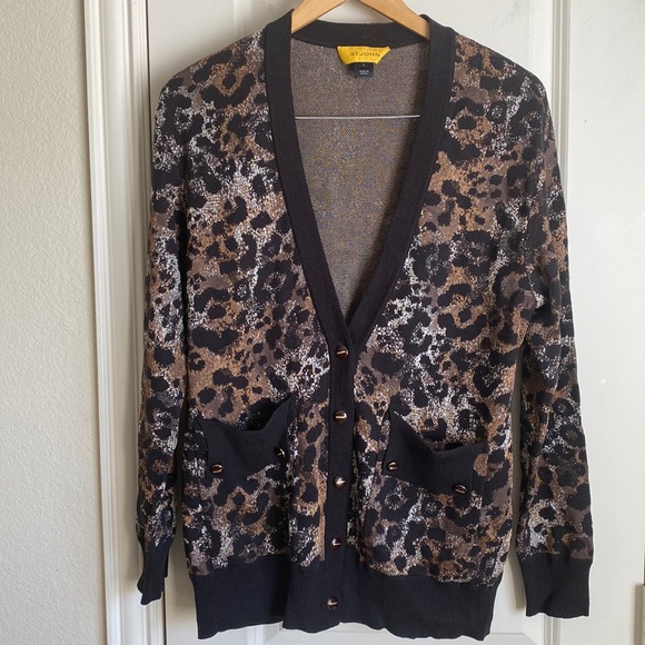 St. John animal print cardigan Size S - Picture 1 of 9